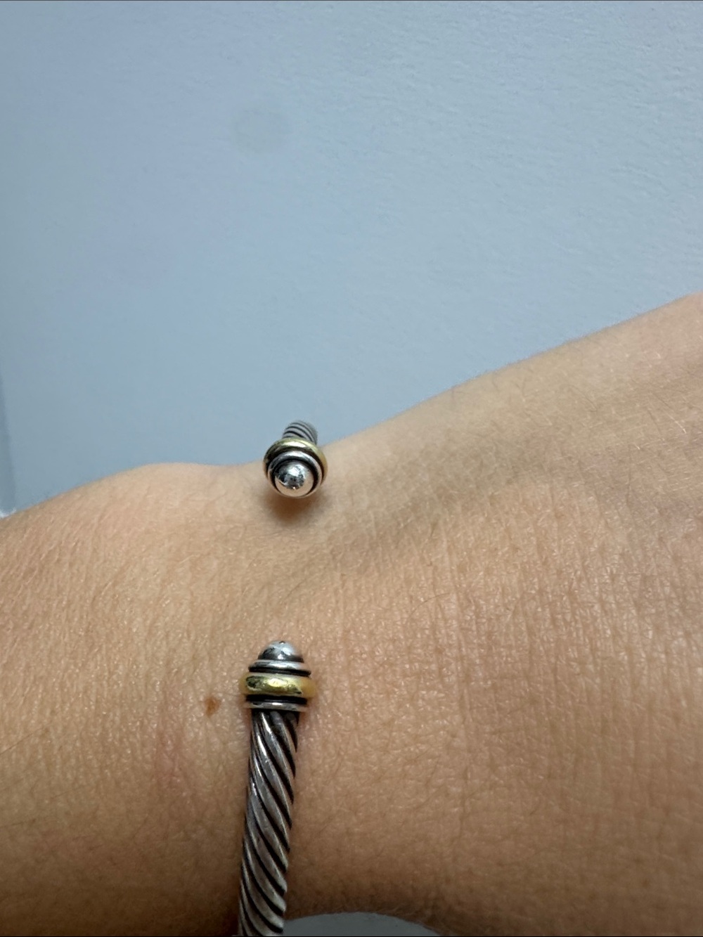 David Yurman 3 mm Cable Bracelet with Gold Accents - Picture 2 of 6